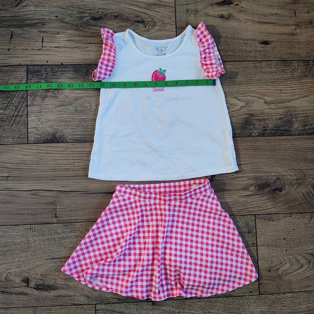 Place White Tee with Pink Gingham Trim